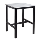 EKO Black Square Mid Height Aluminium Troy Table  Whitewash Top
