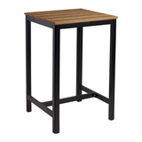 EKO Black Square Poseur Aluminium Troy Table - Golden Oak Top