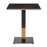 Omega Complete Dining Table - Black Marble with Boston Black/Gold Base