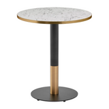 Omega Complete Dining Table - White Carrara Marble with Boston Black/Gold Base