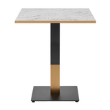 Omega Complete Dining Table - White Carrara Marble with Boston Black/Gold Base