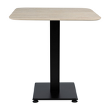 Extrema Premium Complete Dining Table - Beige Travertine with Anzio Black Base - Front Image