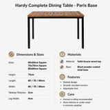 Hardy Complete - Paris Base specifications and dimensions