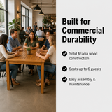 Hardy Dining Table - 140x80cm in a modern cafe or restaurant setting – Built for Commercial Durability