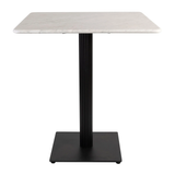 White Carrara Marble Complete Dining Table - Boston Black Fluted Base