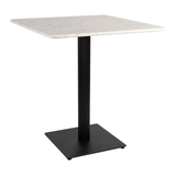 White Carrara Marble Complete Dining Table - Boston Black Fluted Base