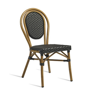 TIME Black weave bistro cafe chair. Gold aluminium frame. Outdoor restaurant chair.