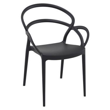 Mila Chair - Black_outdoor commercial plastic stacking chair_abstract stacking cafe chair_funky outdoor plastic pub chair