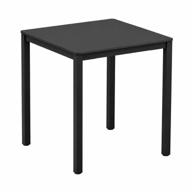 Extrema Black 4 Leg Commercial Laminate Dining Table - Square on a white background