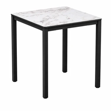 Extrema Carrara Marble 4 Leg Commercial Laminate Dining Table - Square on a white background