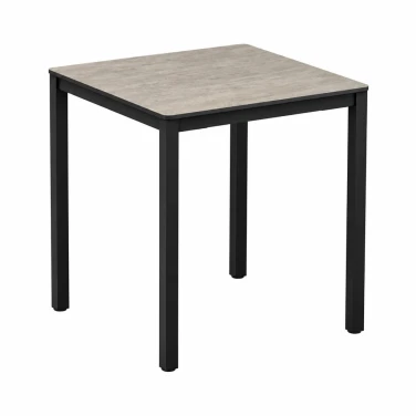 Extrema Cement Textured 4 Leg Commercial Laminate Dining Table - Square on a white background
