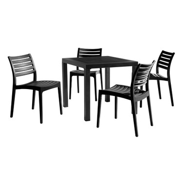 ARES Polypro Black Dining Set_Outdoor Commercial Black Dining Set_PVC Black Dining Set_Tiger Furniture