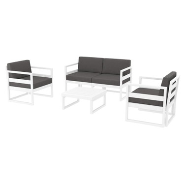 mykonos outdoor lounge set_dark grey_white frame_commercial lounge sofa set