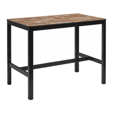 Extrema Planked Vintage Wood 'Textured' - Black Mid Height Table on a white background