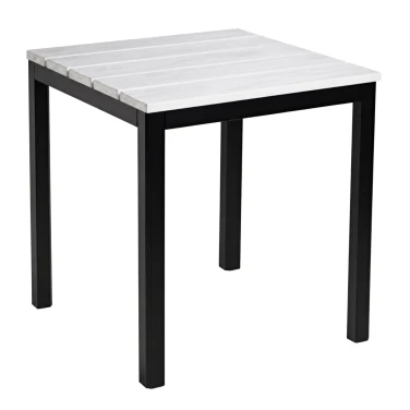 EKO Black Square Dining Aluminium Troy Table - Whitewash Top on a white background