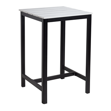 EKO Black Square Poseur Aluminium Troy Table - Whitewash Top