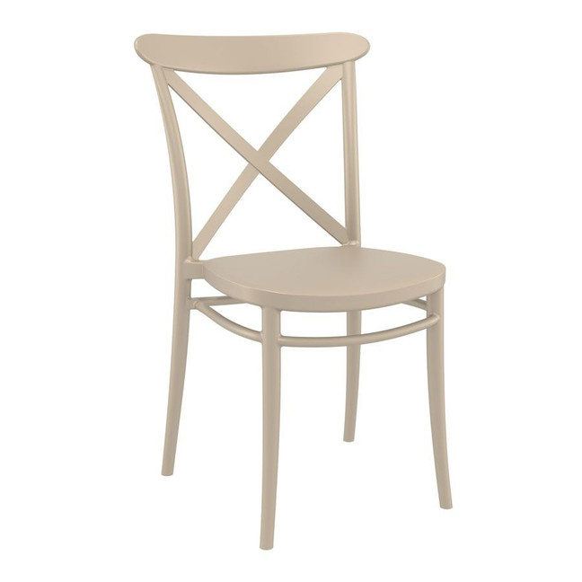Cross Side Chair - Taupe_Plastic Cross back chair_polypro cross back chair_outdoor cross back chair_stacking