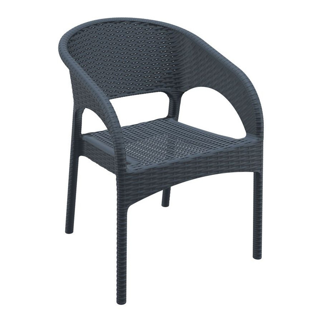 Panama Armchair - Dark Grey_commercial rattan arm chair_poly rattan arm chair_rattan outdoor pub chair_outdoor cafe chair_stacking rattan chair