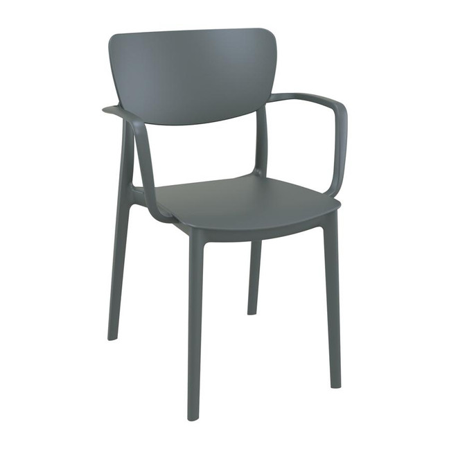 Lisa Arm Chair - Plastic - Stackable - Dark Grey_stackable cafe_restaurant_outdoor chair