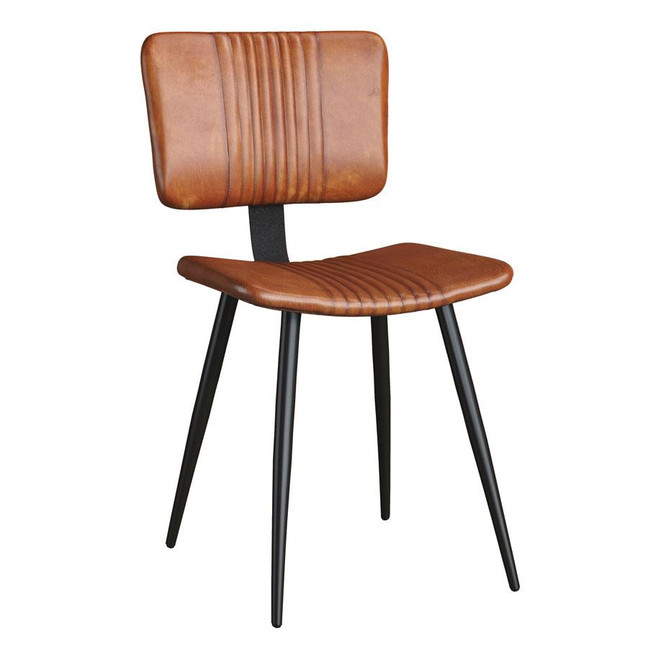 Lattani Side Chair - Genuine Leather - Bruciato Tan