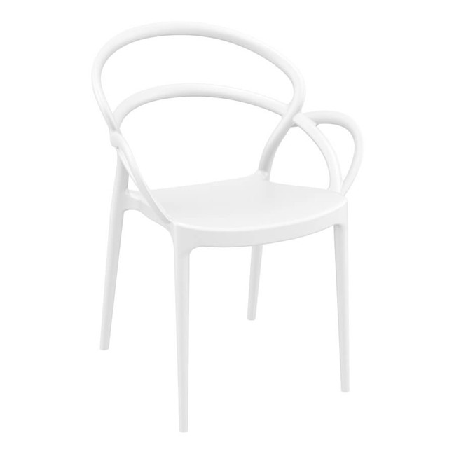 Mila Chair - White_outdoor commercial plastic stacking chair_abstract stacking cafe chair_funky outdoor plastic pub chair