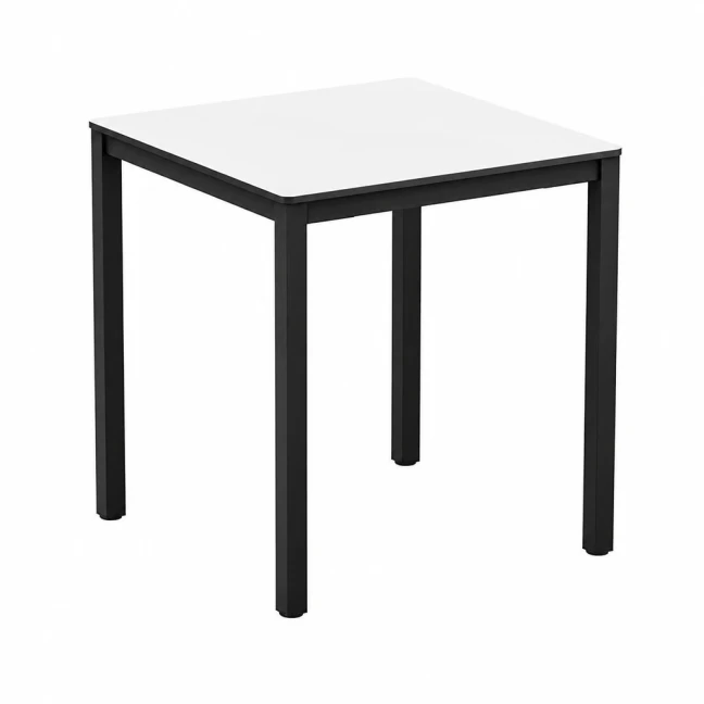 Extrema White 4 Leg Commercial Laminate Dining Table - Square on a white background