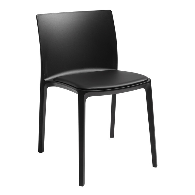 Senna Side Chair - Plastic - Stackable - Black_cushioned outdoor stacking chair_comfortable outdoor stacking chair