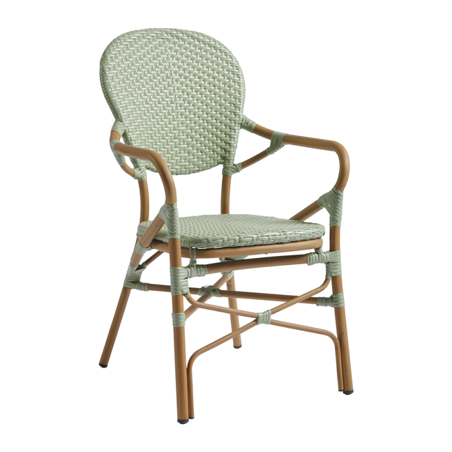 Brittany Arm Chair_Pastel Green_woven garden chair_rattan restaurant chair