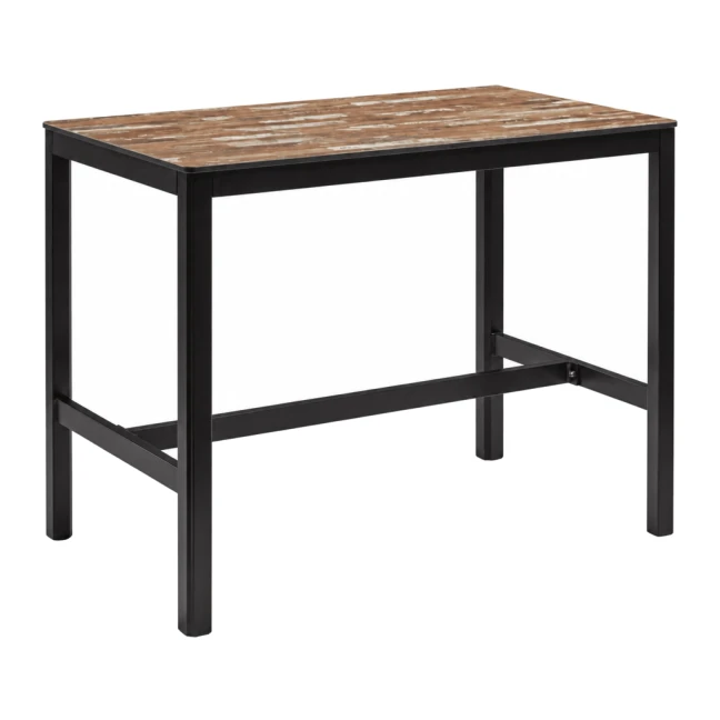 Extrema Planked Vintage Wood 'Textured' - Black Mid Height Table on a white background