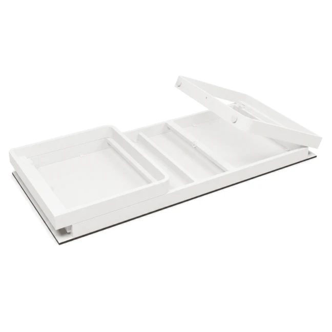 Flow Dining Table - White Aluminium - White HPL Top - 230x80cm on a white background