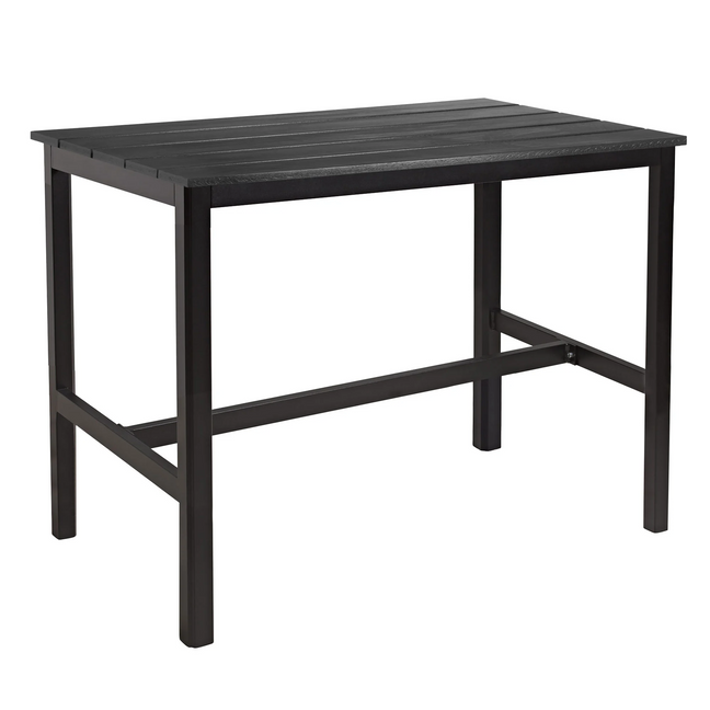 EKO Black Square Mid Height Aluminium Troy Table - Black Top - 119x69cm