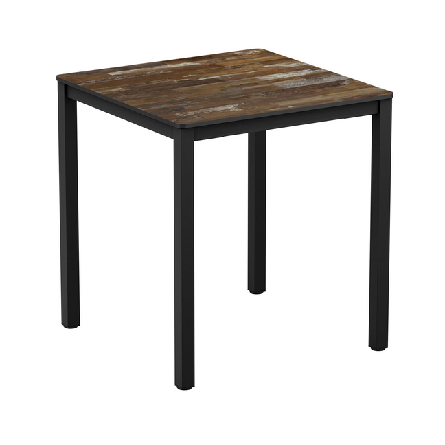 Extrema Planked Vintage Wood 'Textured' - Black Poseur Table