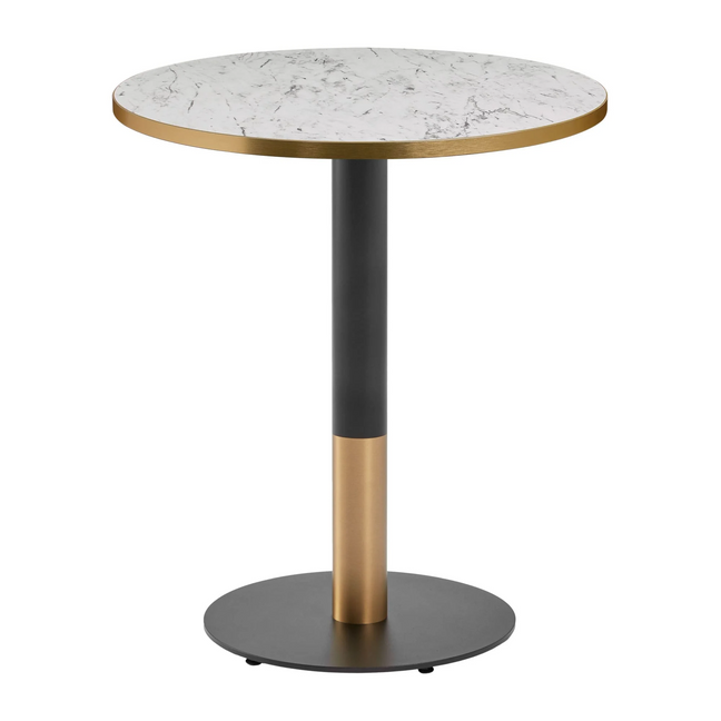 Omega Complete Dining Table - White Carrara Marble with Boston Black/Gold Base