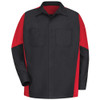Red Kap Men's Long Sleeve Two-Tone & Solid Color Crew Shirt - SY10BR