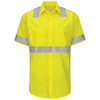 Red Kap Hi-Visibility Ripstop Work Shirt - SY24HV, Short Sleeve, Fluorescent Yellow Green, Ripstop, Type R Class 2 Shirt