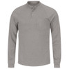 Bulwark FR Flame Resistant Long Sleeve Henley Shirt- CoolTouch 2 - SML2 Grey Front View