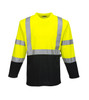 Portwest Laguna Long Sleeve Hi Vis T-Shirt - S398 Yellow/Black with Reflective Trim
