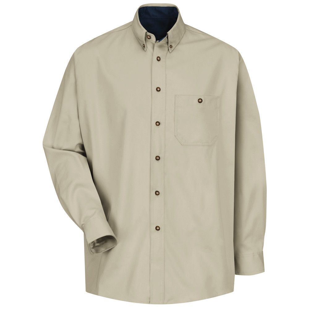 Red Kap SC74 Long Sleeve Cotton Contrast Dress Shirt - Stone - S Red Kap SC74 Long Sleeve Cotton Contrast Dress Shirt - Stone - S