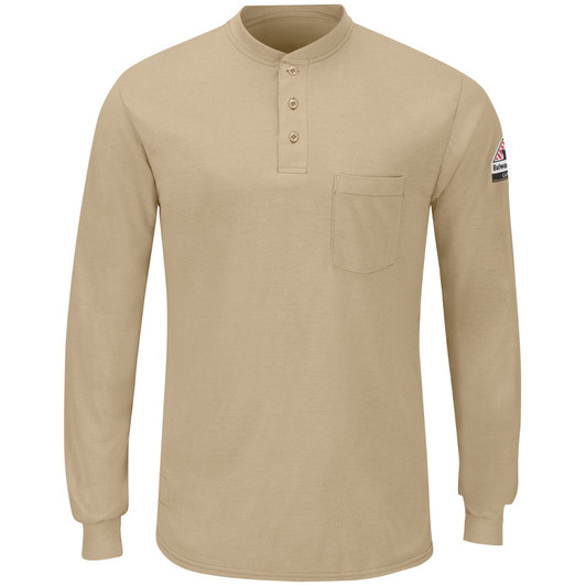 Bulwark FR Men's Long Sleeve Lightweight Henley Shirt - SML8KH Bulwark FR Men's Long Sleeve Lightweight Henley Shirt - SML8KH