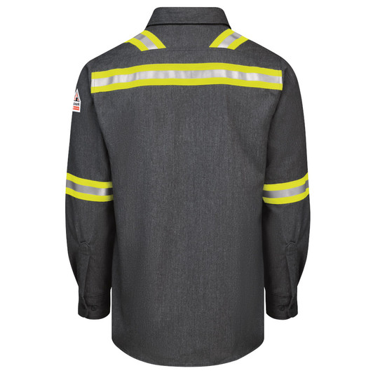 Bulwark FR Men's iQ Series Lightweight Comfort Woven Enhanced Visibility Work Shirt - QS50EV / NE