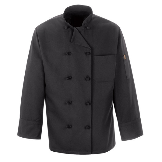 Chef Designs Black Chef Coat Ten Knot Buttons - 0427BK