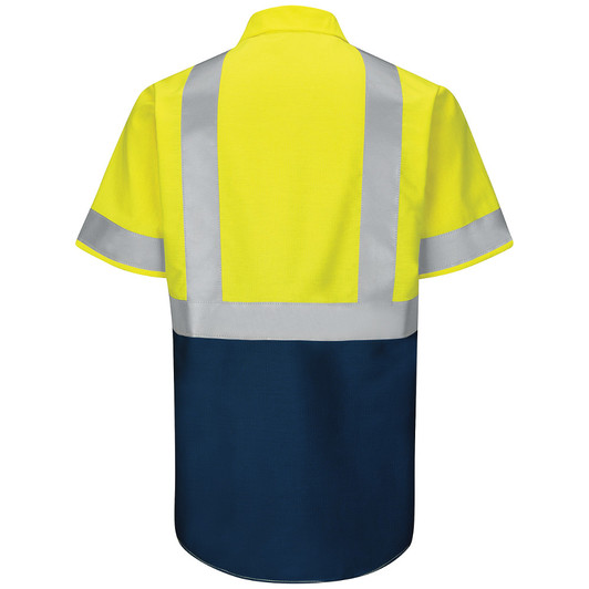 Red Kap Men's Hi-Visibility Short Sleeve Color Block Ripstop Work Shirt - Type R Class 2 - SY24YN