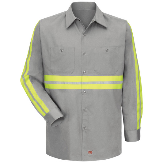 Red Kap Men's Long Sleeve Enhanced Visibility Cotton Work Shirt - SC30EG