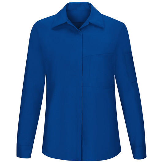 Red Kap Women's Performance Plus Shop Shirt with Oilblock Technology in Blue- SY31RB - Front View