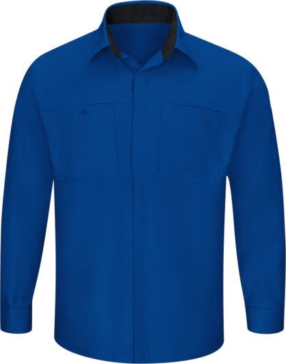 Red Kap Men's Performance Plus Shop Shirt with Oilblok Technology in Blue- SY32RB - Front View