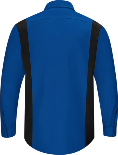 Red Kap Men's Performance Plus Shop Shirt with Oilblok Technology in Blue- SY32RB - Back View