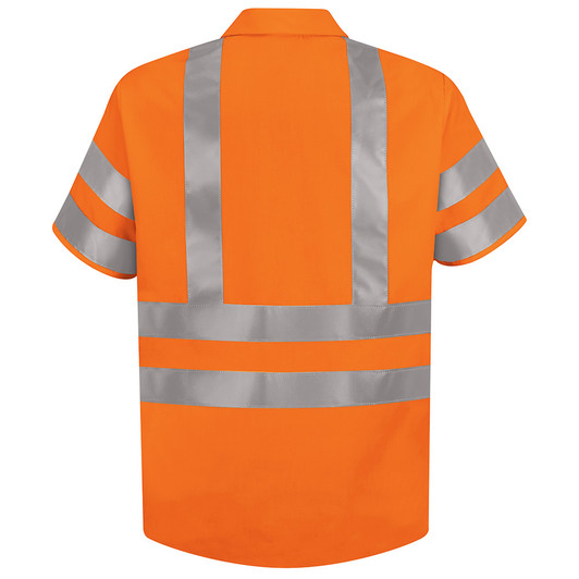 Red Kap Men's Short Sleeve Hi-Visibility Polyester Work Shirt Type R Class 3 - SS24OF