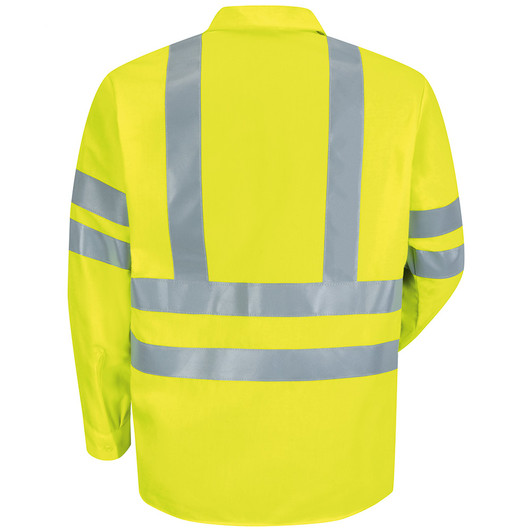 Red Kap Men's Long Sleeve Hi-Visibility Polyester Work Shirt Type R Class 3 - SS14AB