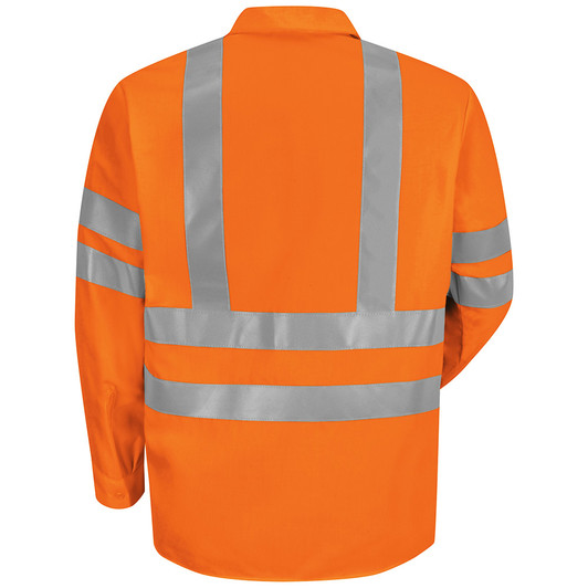 Red Kap Men's Long Sleeve Hi-Visibility Polyester Work Shirt Type R Class 3 - SS14OF