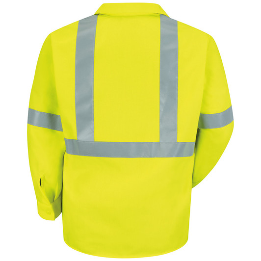 Red Kap Men's Long Sleeve Hi-Visibility Polyester Work Shirt Type R Class 2 - SS14HV